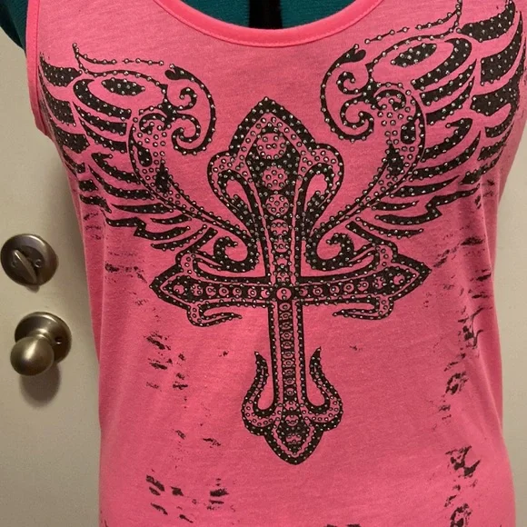 JR’s razor cut back tank top large but fits like a small glittery paint front - Picture 4 of 9